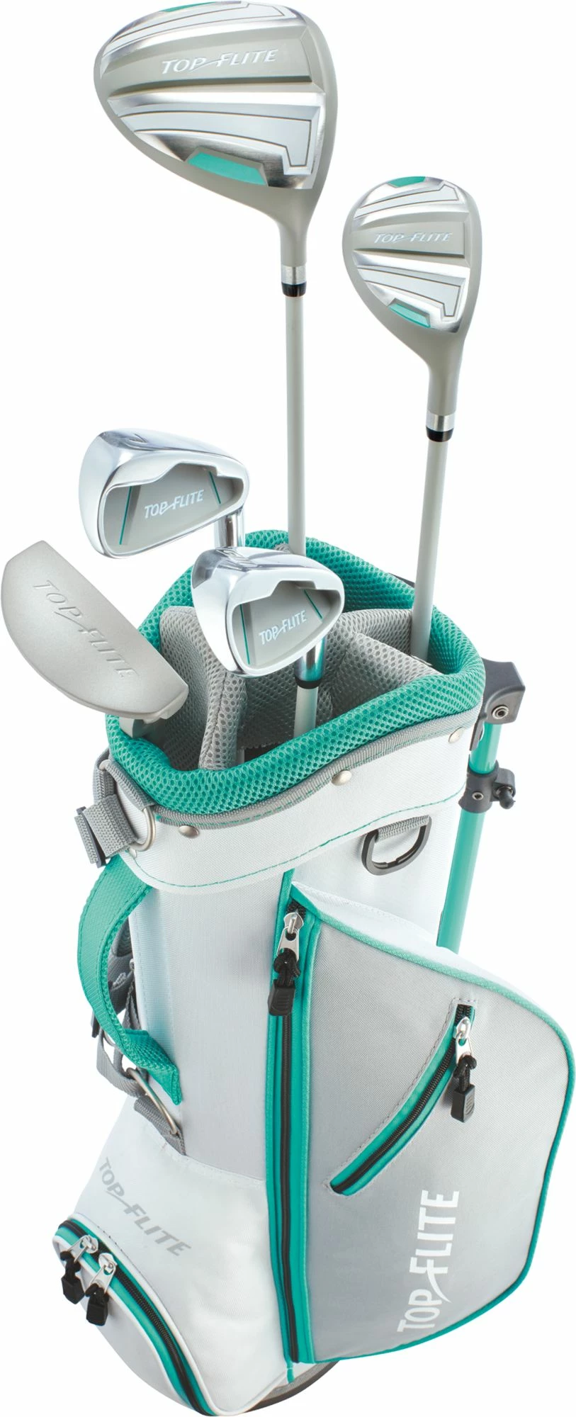 Top Flite 2019 Girls' 8-Piece Complete Set – (Height 46" – 52") For Girls' Grey/teal